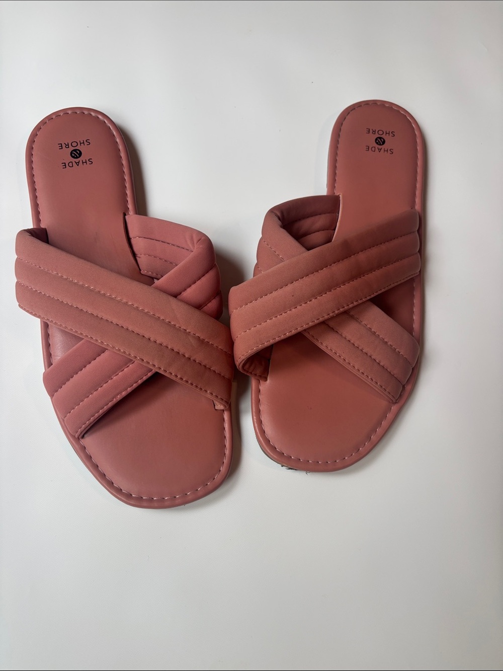 Shade & Shore Women's Dusty Rose Crisscross Slide Sandals